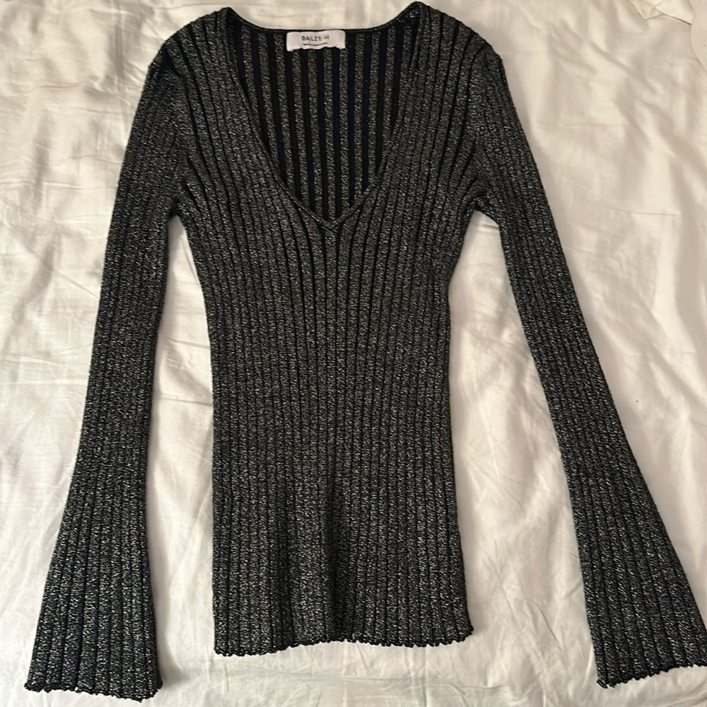 Bailey 44 silver and black shirt blouse